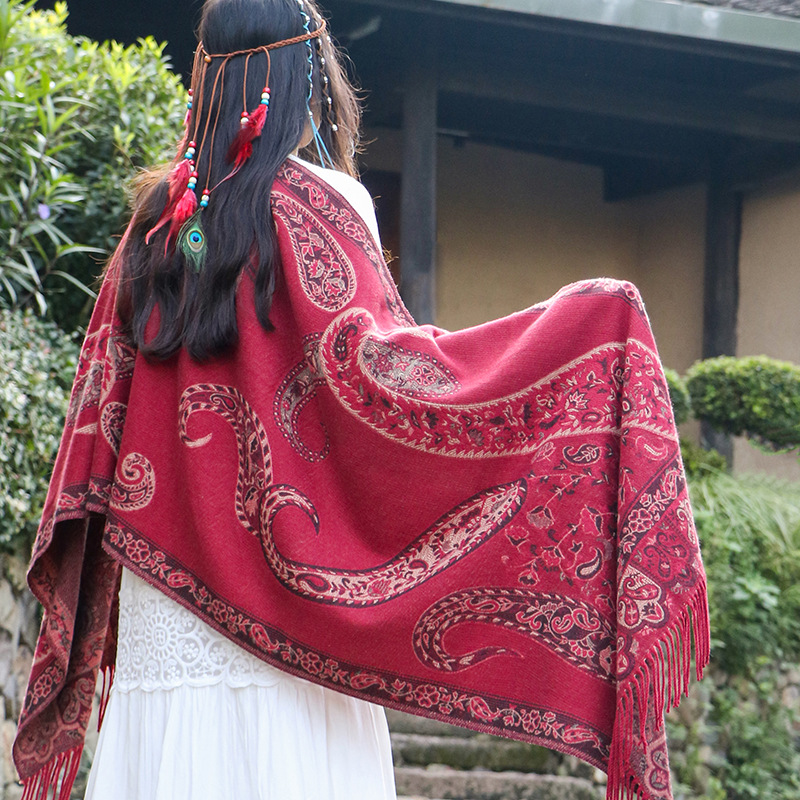 Pashmina Wrap Large - Selendang Pashmina Kasmir Motif Kacang Mete