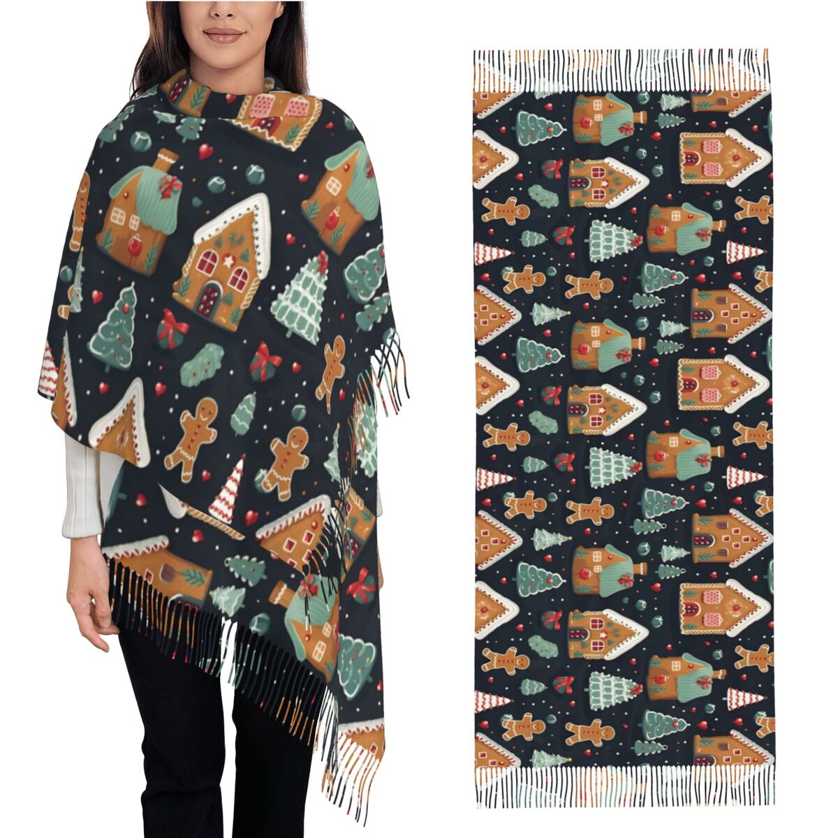 Pashmina Wrap Large - Kesenangan Natal - Kue Jahe Unik