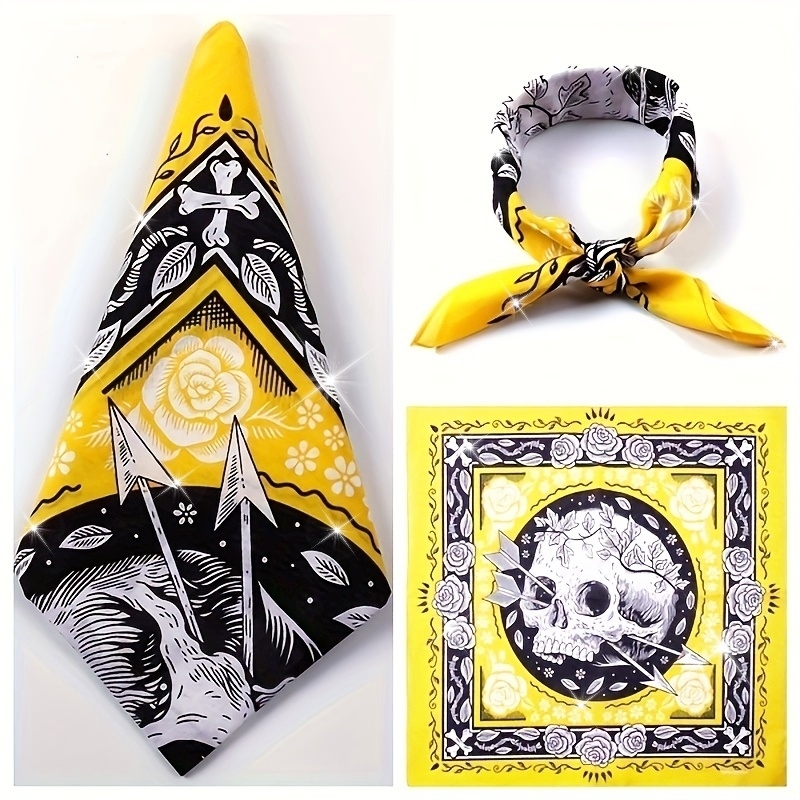 Bandana Cotton - Skull Arrow Retro Headscarf Square Scarf