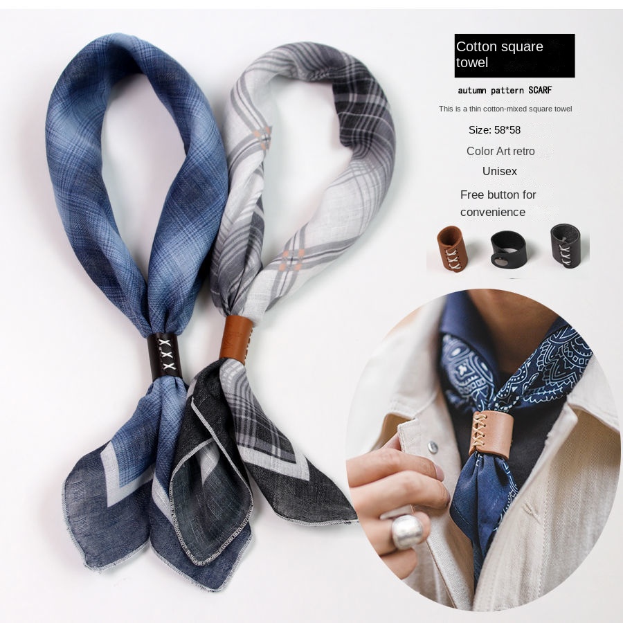 Bandana Cotton - Syal persegi pria dengan kancing katun