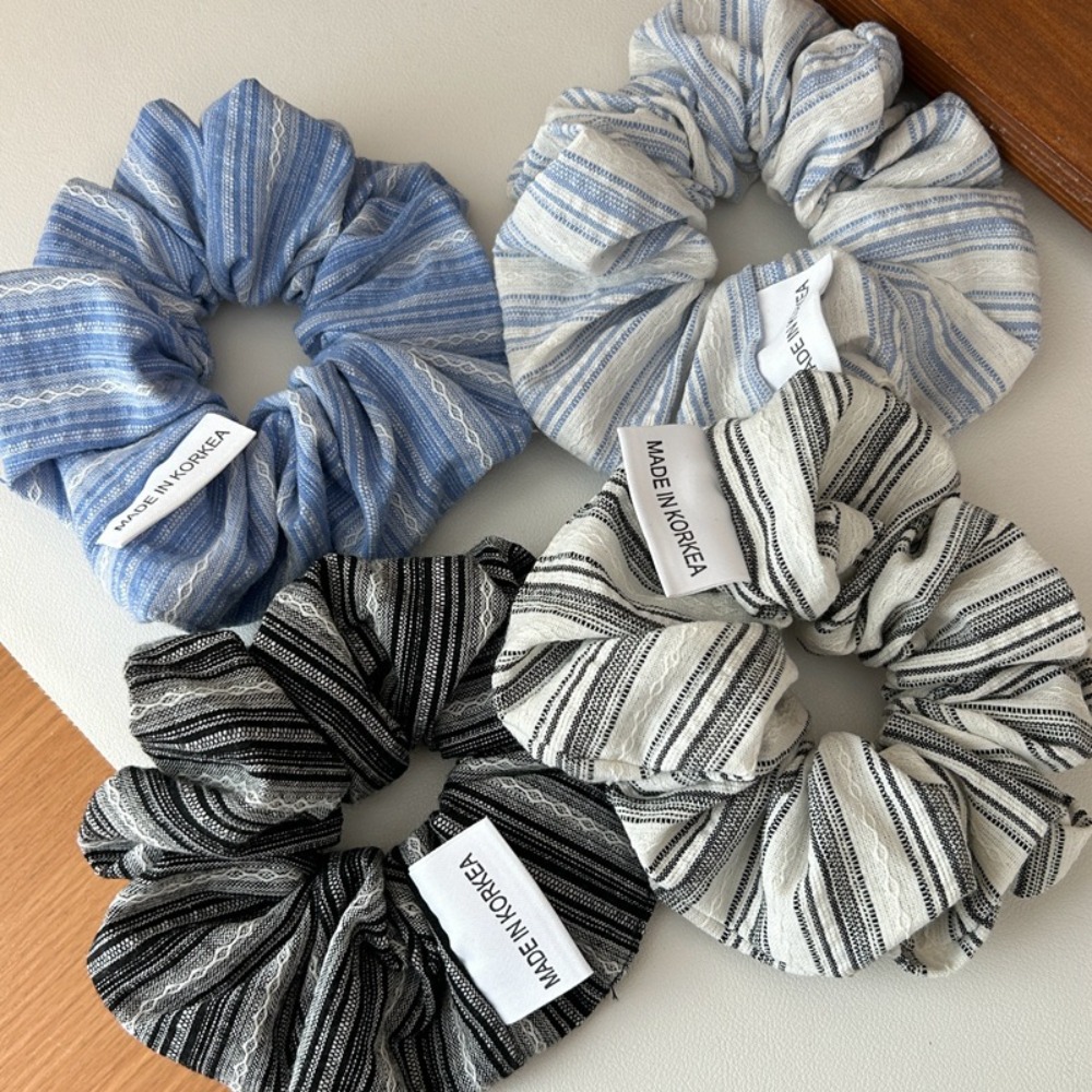 Ikat Rambut Korea Motif Garis  - Silk Tie Striped ulasan dan harga