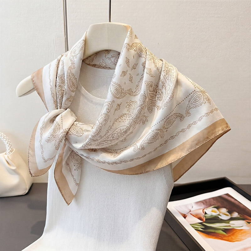 Syal Persegi Motif Paisley Bei - Head Wrap Turban ulasan dan harga
